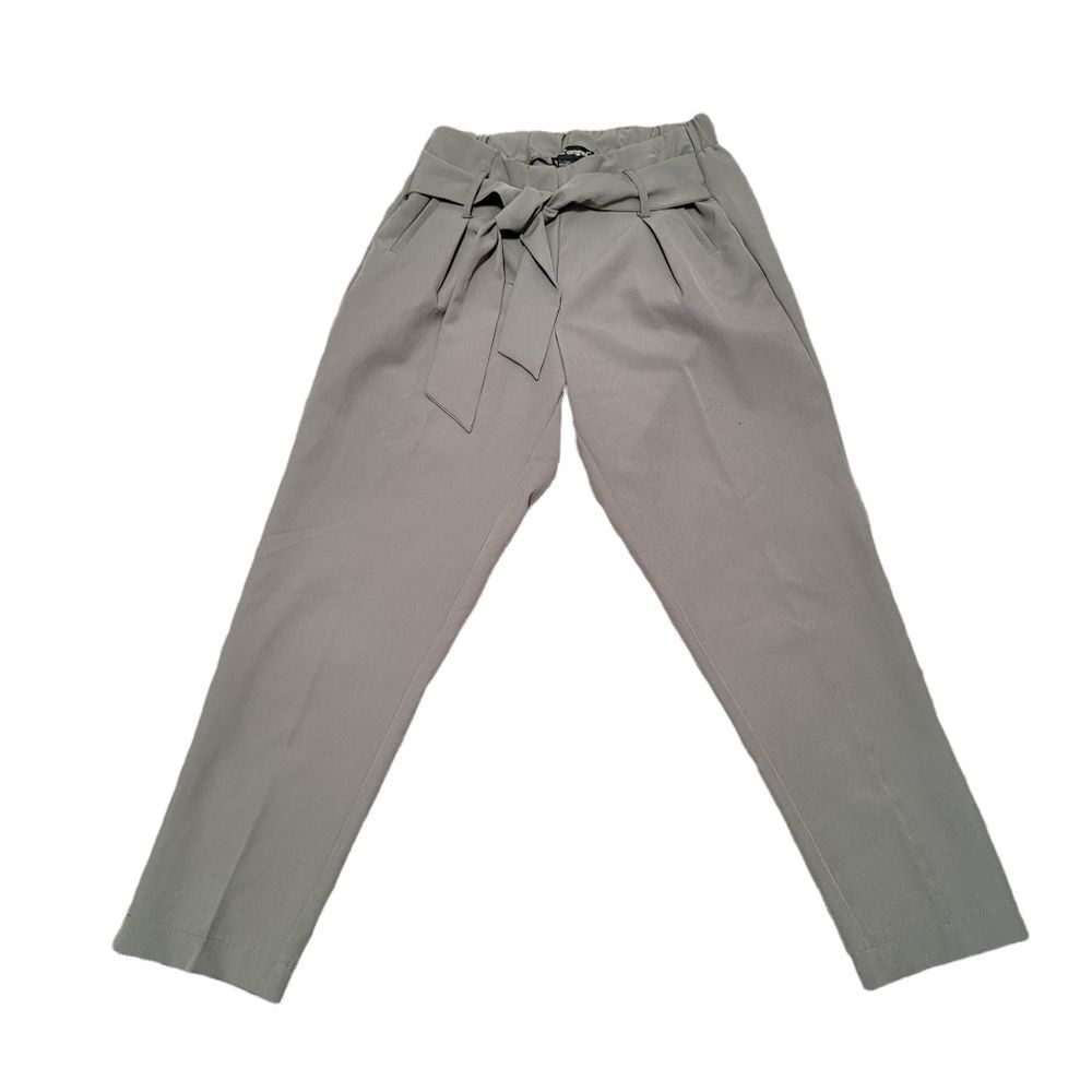 Taupe High Waist Pants With Belt M